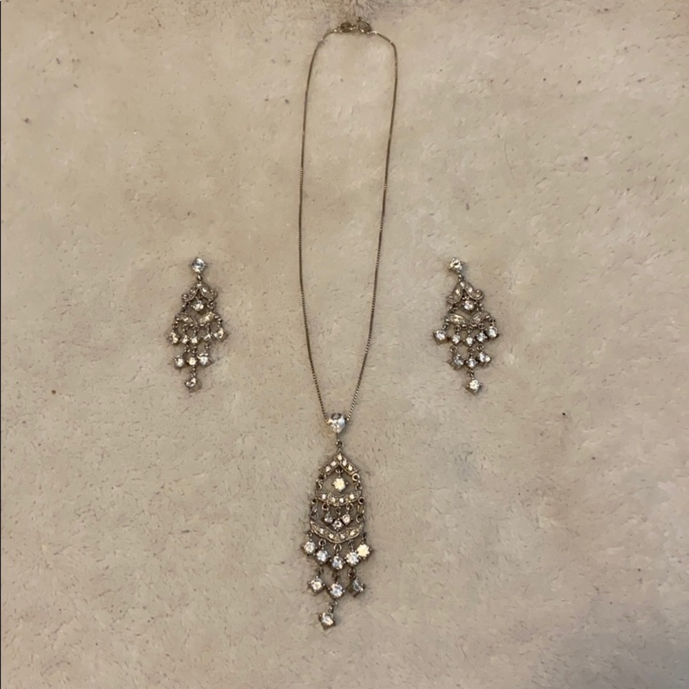 CZ & sterling silver necklace and earring set
